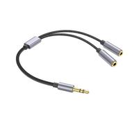 Ynnhik Cavo Audio da 3,5 mm - Splitter Jack per Cuffie - 25 cm - Nero - Compatibile con Smartphone, Tablet, Computer Portatile, Altoparlante