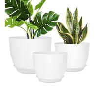YNNICO Set di 3 vasi per piante da 30,5 cm, 25,4 cm, con fori di drenaggio multirete, grandi fioriere per piante e fiori da giardino interni ed esterni (bianco)
