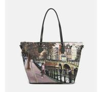 YNot Ynot? Borsa Shopping Medium Yes Bag Stampa Città Amsterdam Bridge da donna