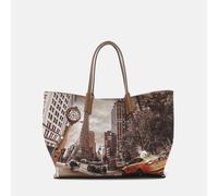 YNot Ynot? Borsa Shopping Medium Yes Bag Stampa Città Golden Time da donna