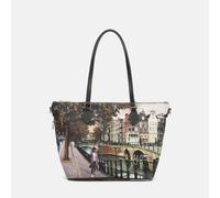 YNot Ynot? Borsa Shopping Small Yes Bag Stampa Città Amsterdam Bridge da donna