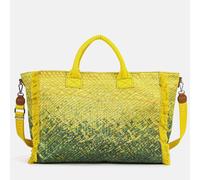 YNOT Borsa Mare Tote Macao MAC001S6, Nylon, Effetto Intrecciato Sfumato Lime, 57x33,5x19 cm, Tracolla Amovibile