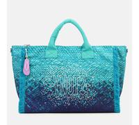 YNOT Borsa Mare Macao MAC001S6, Tote Bag in Nylon, Effetto Intrecciato Sfumato, Oceano, 57x33,5x19 cm, Tracolla Amovibile