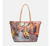 YNot Ynot? Yes Bag Borsa Shopping Medium Stampa Città Napoli Core da donna