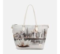 YNot Ynot? Yes Bag Borsa Shopping Medium Stampa Città New York In White da donna