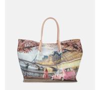 YNot Ynot? Yes Bag Borsa Shopping Medium Stampa Città Paris En Rose da donna