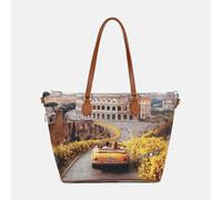YNot Ynot? Yes Bag Borsa Shopping Medium Stampa Città Sunshine Rome da donna