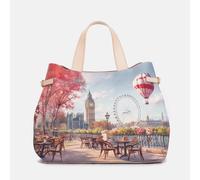 YNot Ynot? Yes Bag Borsa Shopping Stampa Città London Cafe da donna