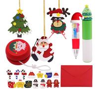 YNOUYRS Ensemble de Papeterie Natale - Gadget Natale Bambini 5 pz, Mini Quaderni di Natale, Natale con Adesivi, Carino Temperamatite, Evidenziatori Natalizi, Cadeau pour Anniversaire et Noël (B)