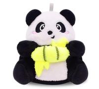 YNOUYRS Super Soft Plush, peluche a tema panda mini dimensioni, in piedi da solo, 3 x 5 cm, nero, regalo per adulti e bambini