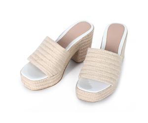 Ynport Crefreak Alpargatas con Plataforma y Tacón de Cuña - Sandalias de Rafia para Playa, Exteriores y Ocasiones Especiales