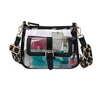 Ynport Crefreak Borsa a Tracolla Trasparente in PVC da Donna Approvata Dallo Stadio Borsa a Tracolla Piccola Trasparente Borsa da Concerto Borsa a Tracolla Estiva, Nero