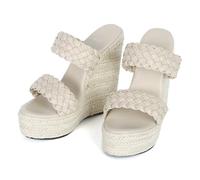Ynport Crefreak Sandali con Plateau per Donna con Cinturino Intrecciato - Sandali Estivi Comodi con Punta Aperta da Spiaggia