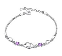 YNPQTDS Bracciale Cuore - Braccialetti d'amore a maglie,accessori di moda anelli in lega di zinco per ragazze donne matrimonio compleanno San coppie amiche, Se référer au descriptif, Zinco