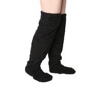 YNPQTDS Calzini alti al ginocchio, spessi, morbidi, antivento, per donne, calze lunghe e scaldamuscoli, per lavoro, pendolarismo, attività all'aperto, campeggio, tempo freddo, Nero , L