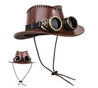 YNPQTDS Cappello Steampunk,Cappelli a tesa larga | per costume con occhiali decorativi per feste, festival, eventi, cosplay, sfilate di moda e ballo mascherato