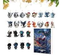 YNPQTDS Decorazioni natalizie per conto alla rovescia, calendario per conto alla rovescia, drago 2D, decorazione festiva 24 giorni con statuette per ufficio, parete, albero, famiglia, adulti