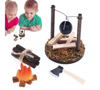 YNPQTDS Modello di Fuoco Casa Modello Falso Fuoco | Mobili in Miniatura Falso Fuoco Camp,Accessorio Paesaggio di Fuoco di Campo Miniatura in Legno, Mobili per la Casa Giocattolo