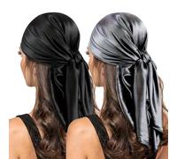 YNR 2 Pezzi Sciarpe di Seta da Donna, 90x90 cm Sciarpe Quadrate Estive, Bandana Donna, Grande Sciarpa Quadrata Bandane per Capelli Effetto Seta