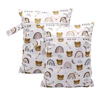 YNR Set di 2 borse per pannolini impermeabili, 30 x 40 cm, motivo: orsi e arcobaleno, colore: bianco, Bianco con tonalità marrone e pastello, Infantile Con Orsi E Arcobaleno