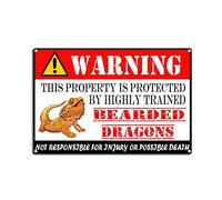 YNRBGDFR Bearded Dragons Targa in latta divertente avvertimento in metallo cartelli decorativi esterni avvertimento animale cartello in alluminio decorazione da parete per la casa 20,3 x 30,5 cm