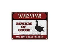 YNRBGDFR Segnali di avvertimento retrò Beware of Goose Metel Targa in latta Divertente Attenzione Animale Cartello decorativo Vintage Decorazione da parete - 30,5 x 40,6 cm