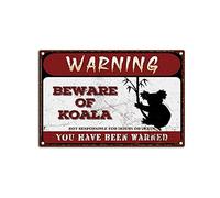 YNRBGDFR Segnali di avvertimento retrò Beware of Koala Metel Targa in latta divertente Attenzione Animale Cartello decorativo Vintage Wall Decor - 30,5 x 20,3 cm