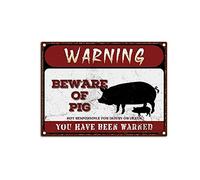 YNRBGDFR Segnali di avvertimento retrò Beware of Pig metallo metallo cartelli divertenti attenzione animali decorativi vintage decorazione da parete - 30,5 x 40,6 cm