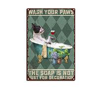 YNRBGDFR Targa in latta vintage Boston Terrier Wash Your Paws The Soap is Not Just for Decoration The Coffee Shop Kitchen Retro Decor Metal Bar 20,3 x 30,5 cm