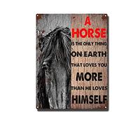 YNRBGDFR Targa in metallo a forma di cavallo, con scritta in lingua inglese "A Horse is The Only Thing On Earth That Loves You More Than He Loves Himself", decorazione da parete in stile vintage, 30,5