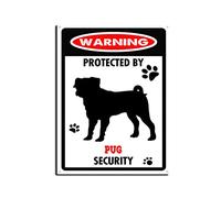YNRBGDFR Targa in metallo con carlino, segnale di avvertimento per cani di avvertimento, in alluminio, decorazione da parete per esterni, decorazione per la casa, 30,5 x 40,6 cm
