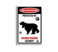 YNRBGDFR - Targa in metallo con scritta "Cocker Spaniel", segnale di avvertimento con cane di avvertimento, in alluminio, decorazione da parete per esterni, decorazione per la casa, 20,3 x 30,5 cm