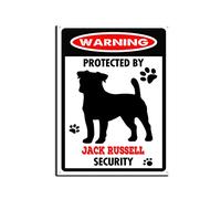 YNRBGDFR Targa in metallo con scritta in inglese Jack Russell, segnale di avvertimento cane in alluminio, decorazione da parete per esterni, decorazione per la casa, 30,5 x 40,6 cm, targa in latta