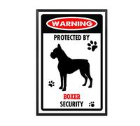 YNRBGDFR - Targa in metallo con scritta in lingua inglese "Boxer Warning Dog", in alluminio, decorazione da parete per esterni, decorazione per la casa, 20,3 x 30,5 cm, cornice in metallo