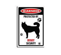 YNRBGDFR Targa in metallo con scritta in lingua inglese "Husky Warning Dog", in alluminio, decorazione da parete per esterni, decorazione per la casa, 20,3 x 30,5 cm