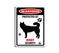 YNRBGDFR Targa in metallo con scritta in lingua inglese "Husky Warning Dog", in alluminio, decorazione da parete per esterni, decorazione per la casa, 30,5 x 40,6 cm