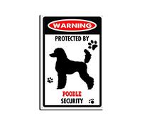 YNRBGDFR Targa in metallo con scritta in lingua inglese "Poodle Warning Dog", in alluminio, per esterni, decorazione da parete e cortile, decorazione per la casa, 20,3 x 30,5 cm