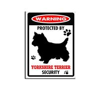 YNRBGDFR Targa in metallo con scritta in lingua inglese "Yorkshire Terrier, segnale di avvertimento con cane di avvertimento", in alluminio, decorazione da parete per esterni, decorazione per la casa