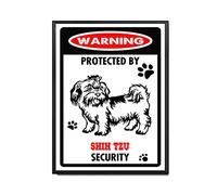 YNRBGDFR Targa in metallo con scritta Shih Tzu, segnale di avvertimento, cane di avvertimento, in alluminio, decorazione da parete per esterni, decorazione per la casa, 30,5 x 40,6 cm, cornice in