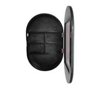 YNSHOP Specchio Contenitore Ovale in Legno con Armadietto a Specchio e Mensola per Bagno, Camera da Letto e Soggiorno, Nero, 80x50x14cm