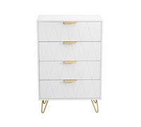 YNYHTER Credenza per soggiorno, 60 x 34 x 90 cm, armadio da salotto, comodino a 4 cassetti, mobiletto da pranzo, ingresso con gambe Drawer Cabinet (bianco, 60 x 34 x 90 cm)