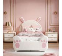 YNYHTER Lettino imbottito per bambini, 90 x 200 cm, letto singolo con struttura a LED, con rete a doghe, letto per ragazzi con testiera a LED imbottita e rete a doghe, senza materasso (bianco-A, 90 x