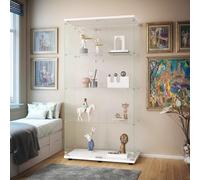 YNYHTER Vetrina in vetro a piedi, vetrina in vetro con 2 ante a 4 strati vetrina per collezioni vetrina trasparente grande per soggiorno, camera da letto, pub (bianco, 4 strati+2 porta)