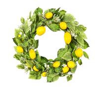 YNYLCHMX Ghirlanda primaverile estiva da 45,7 cm per porta d'ingresso, ghirlanda floreale artificiale di limone con foglie di eucalipto verde, ghirlanda di fogliame verde per parete finestra fattoria