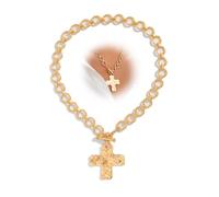 YNZGYBY Collana con ciondolo a forma di croce a strati in oro grosso, vintage, spessa pila martellata, chiusura a levetta, collane girocollo da donna alla moda con fibbia OT, Large, Zinco, Nessuna