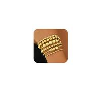 YNZGYBY Set di 6 braccialetti in oro con perline a forma di stella per le donne alla moda impilabili elasticizzati rotondi braccialetti con perline a moneta braccialetto vintage hippie elastico