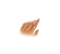 YNZGYBY Y2k Chunky Liquid Gold Statement Ring Set per le donne Dainty Geometrico Lava sciolto impilabile Knuckle Open Rings Pack Vintage Hip Hop Pollice Jewelry, Zinco, Nessuna pietra preziosa