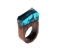 YO-HAPPY Anello in Resina di Legno Fatto a Mano con Paesaggio di Foresta all'Interno di Gioielli