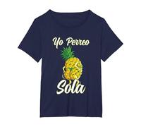 Yo Perreo Sola Divertente Reggaeton Ananas Perreando Maglietta, Donna Plus-Size, Navy, 2X