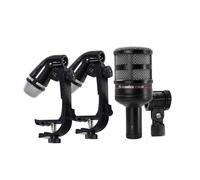 Yo-tronics - Set di microfoni D8 per grancassa + 2 microfoni D45 con clip per rullante e tom, microfoni dinamici cardioide con supporti per batteria e custodia per live stage e registrazione in studio